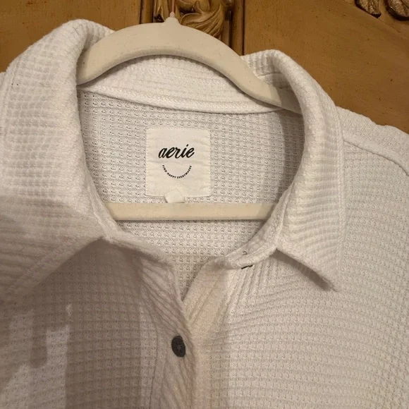 Textured Aerie White Long Sleeve Shirt - Picture 8 of 8
